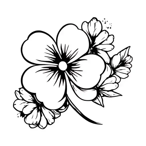 Three Leaf Clover And Cherry Blossom