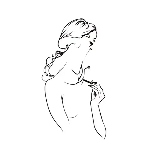 A Woman Smoking A Cigarette At Night