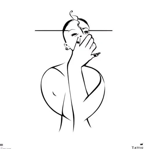 A Woman Smoking A Cigarette At Night