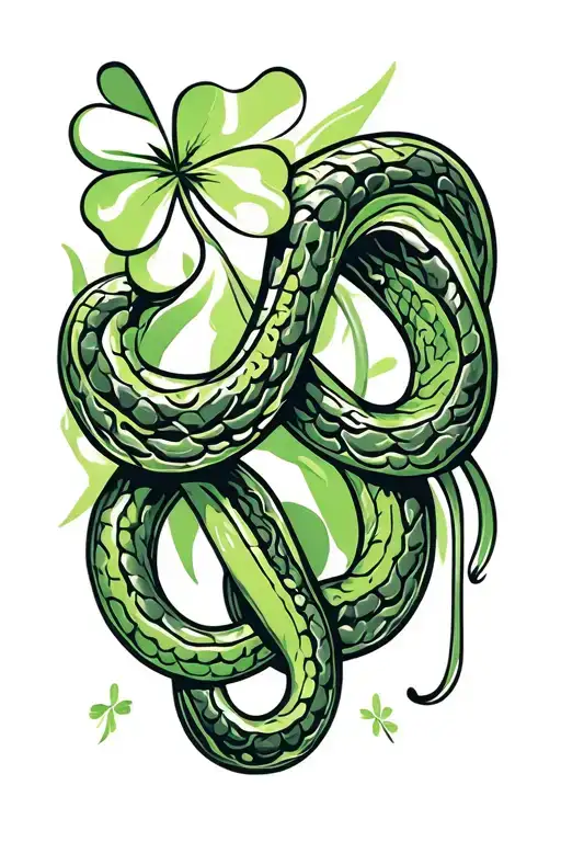 4 Leaf Clover And Snake