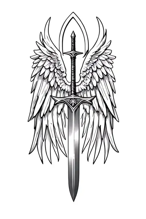 St Michael Sword One Angel Wing