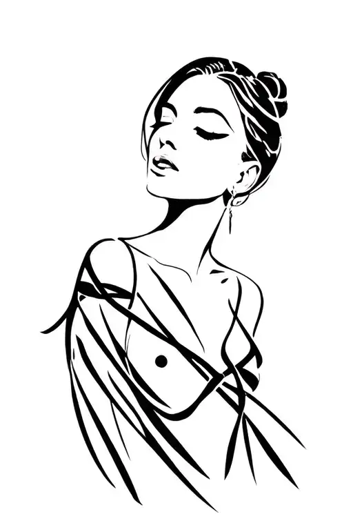 Random Lines And Detail The Woman