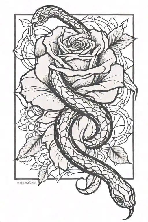 Snake Around Rose Intertwined