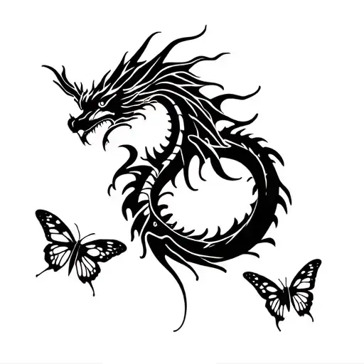 Dragon Surround By Butterfly's