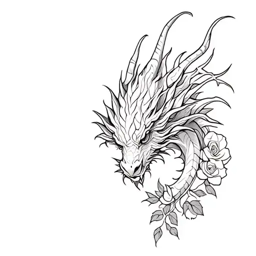 Dragon Head And Roses