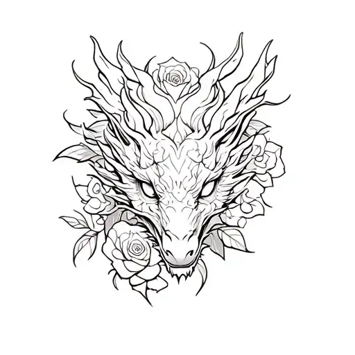 Dragon Head And Roses
