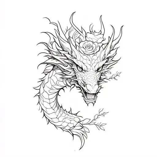 Dragon Head And Roses