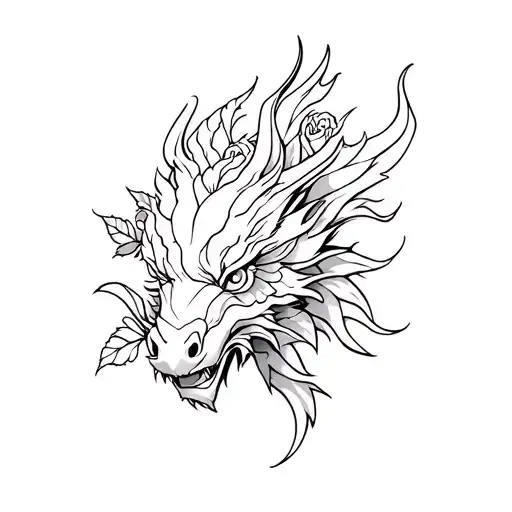 Dragon Head And Roses