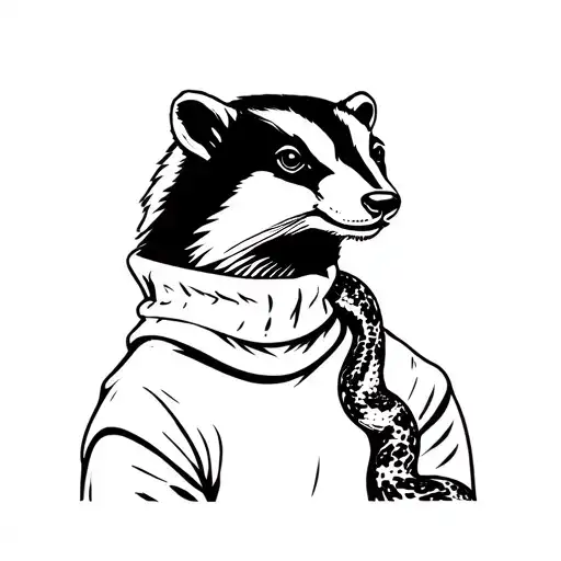 A Badger Wearing A Turtleneck And A Snake Wearing A Turtleneck