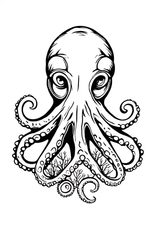 Octopus With Underwater Coral Background