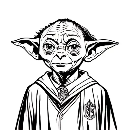 Dobby Wearing A Hogwarts Robe