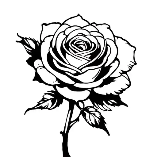 Easy To Tattoo Stencil Of A Rose