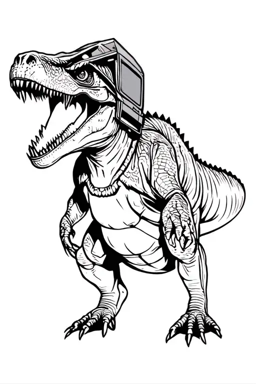 T-rex With A Welding Hood Welding An Structure