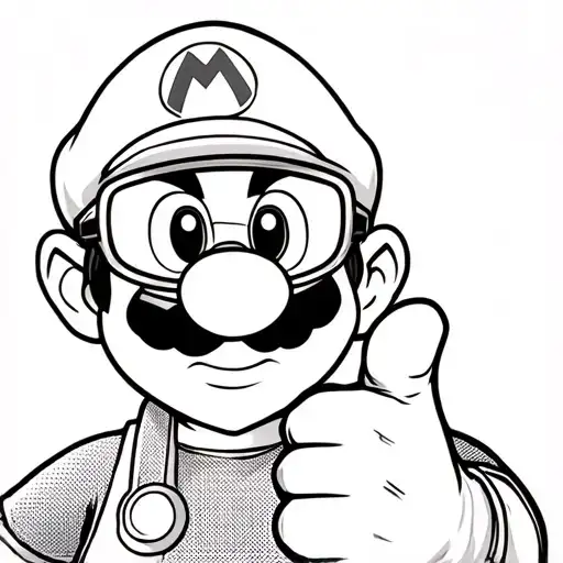 Mario With Radiation Glasses Holding His Thumb Up