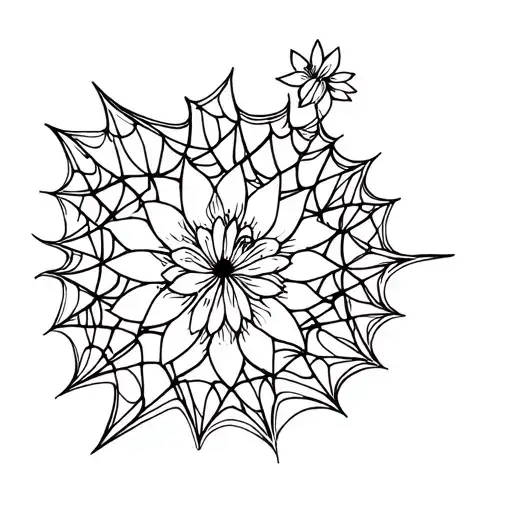 Spider Web With Lotus Flowers