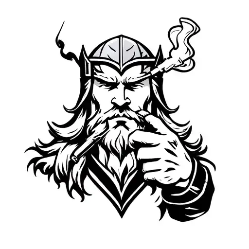 Norse God Thor Smoking A Joint