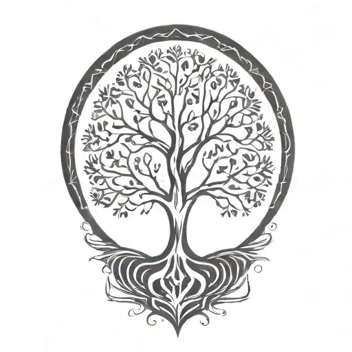 Tree Of Life And Sun And Moon