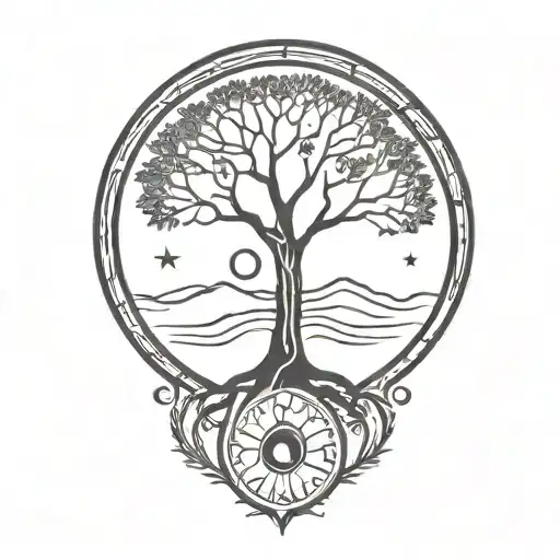 Tree Of Life And Sun And Moon