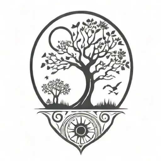 Tree Of Life And Sun And Moon
