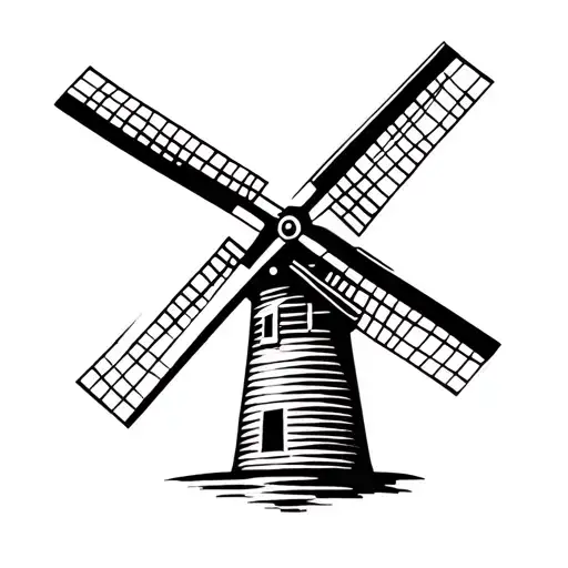 Windmill Dutch Style Tattoo Design Inspired