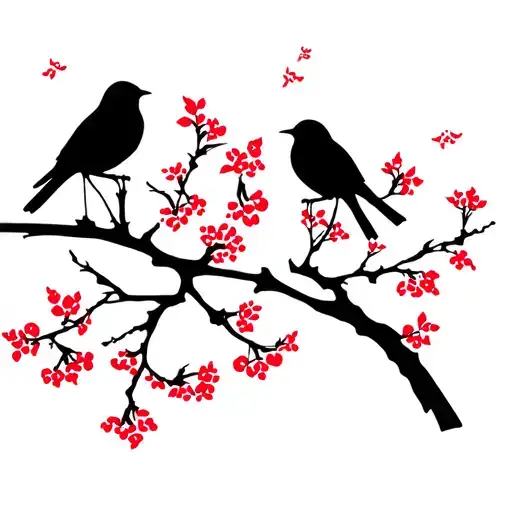 Birds On A Cherry Tree