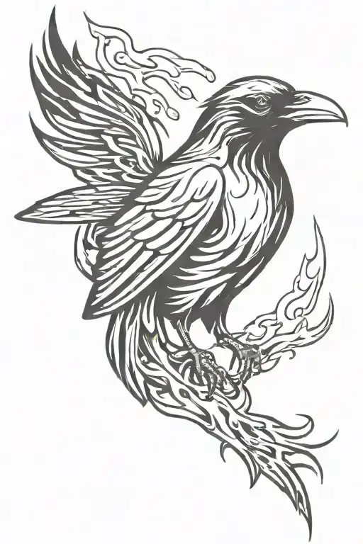 Raven And Flames