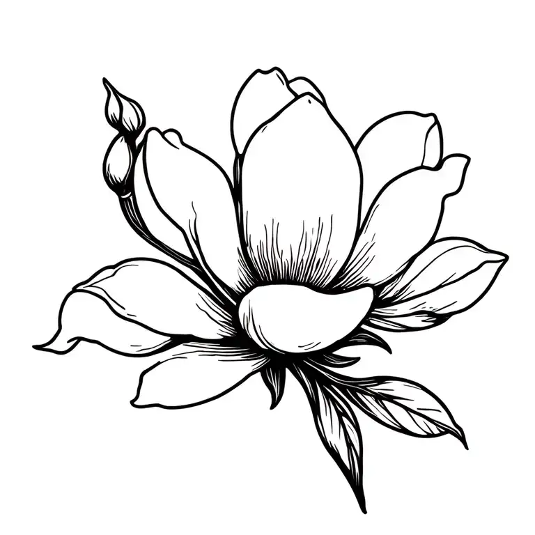 Magnolia Flower Down Spine Line Work