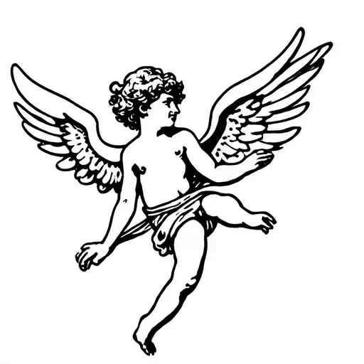 Cupid Holding Fabric Strap