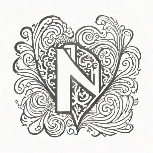 Letter N With Heart