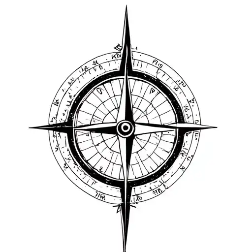 Compass And Clock Map Lines