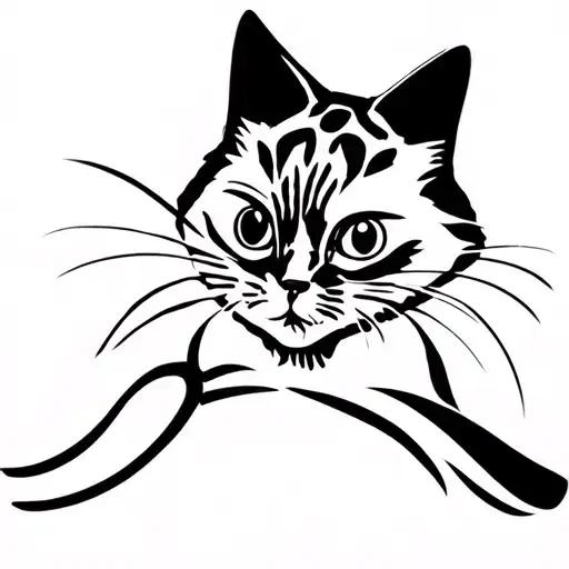 Cat Silhouette Coccinelle Catch On A