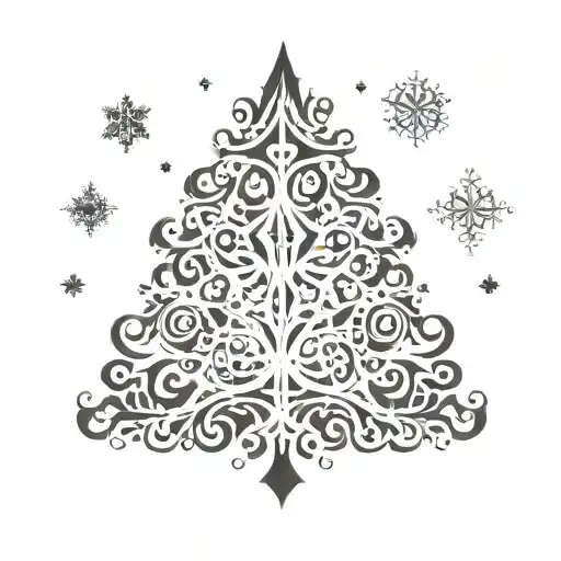 A Christmas Tree Made Of Intricate Snowflakes And Ornaments