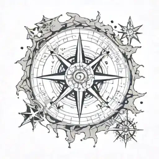 Melting Compass Surrounded By North Star