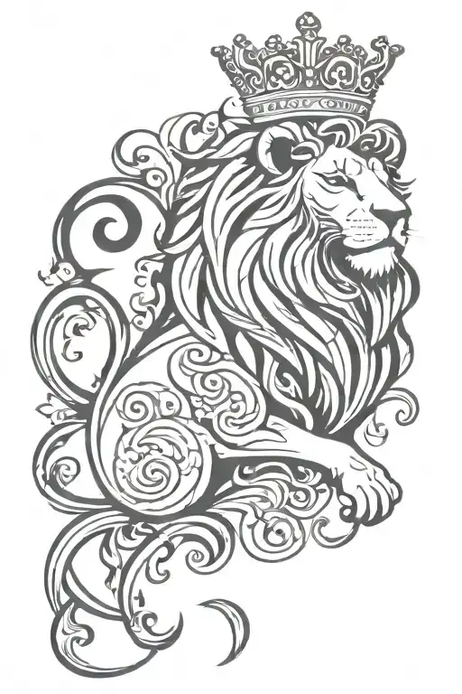 Lion Royal Flourish Wearing Crown