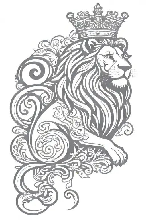 Lion Royal Flourish Wearing Crown