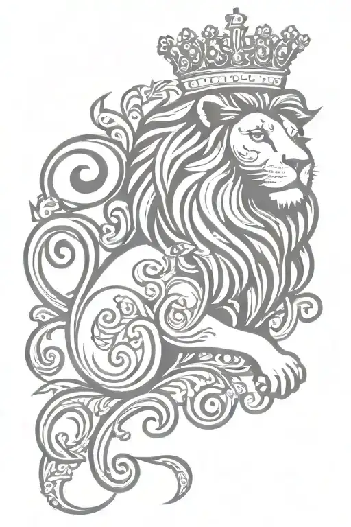 Lion Royal Flourish Wearing Crown