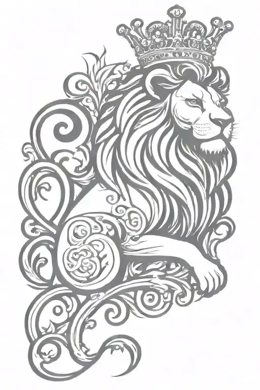 Lion Royal Flourish Wearing Crown