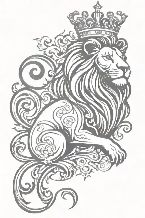 Lion Royal Flourish Wearing Crown