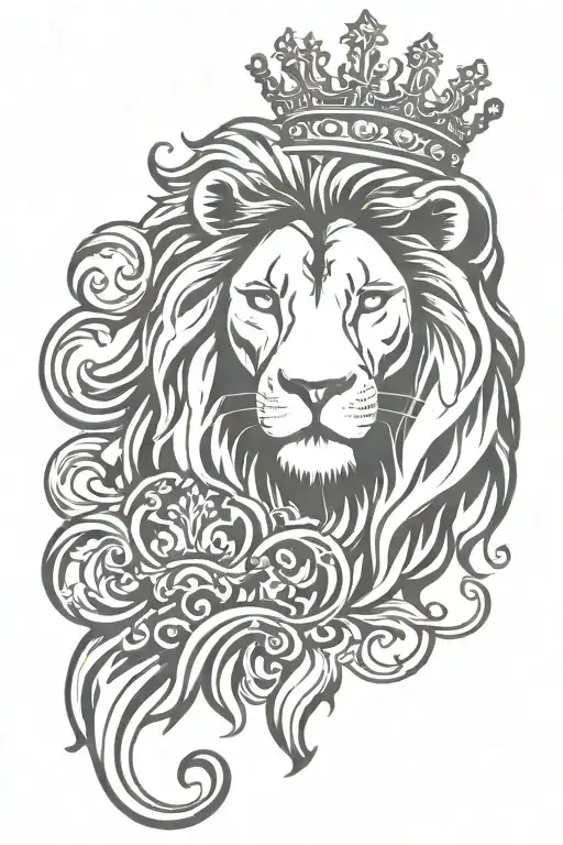 Lion Royal Flourish Wearing Crown