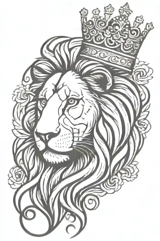 Lion Royal Flourish Wearing Crown