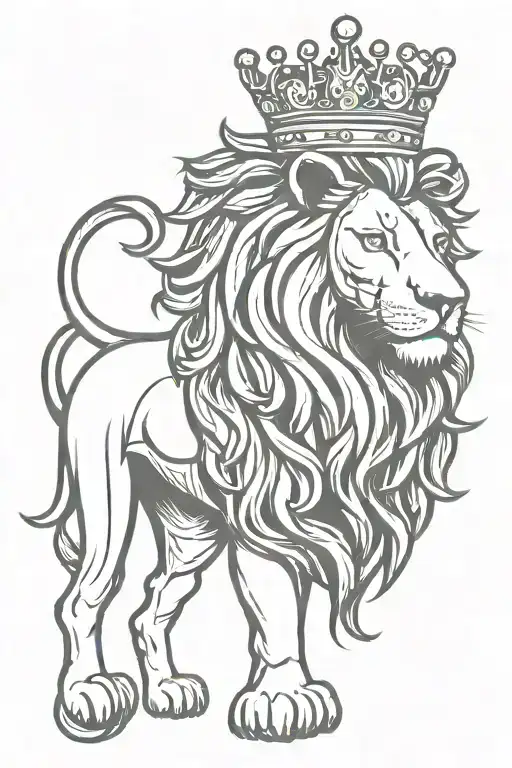 Lion Royal Flourish Wearing Crown