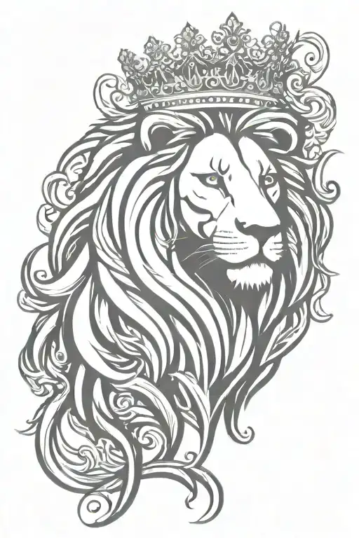 Lion Royal Flourish Wearing Crown