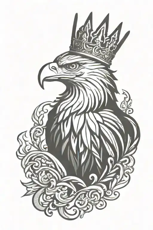 Eagle Royal Flourish Wearing Crown