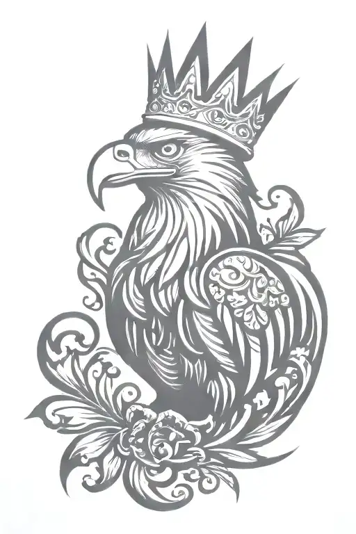 Eagle Royal Flourish Wearing Crown