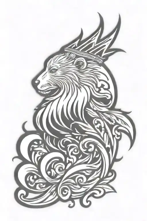 Bear Royal Flourish Wearing Crown