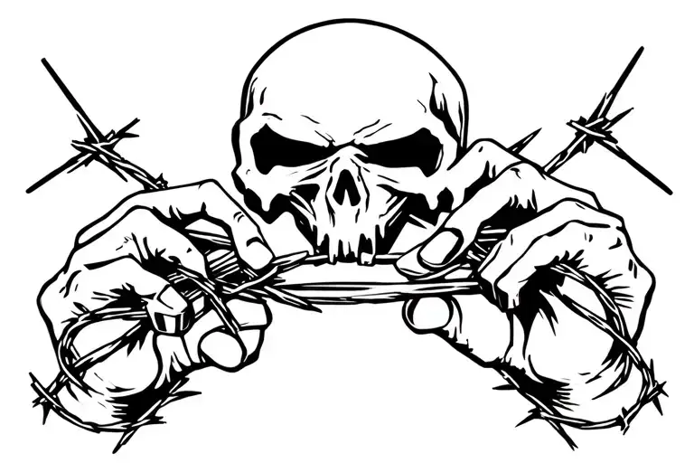 Reaper Holding Brass Knuckles With Bloody Barbed Wire Wrapped Around It And Make It Eerie