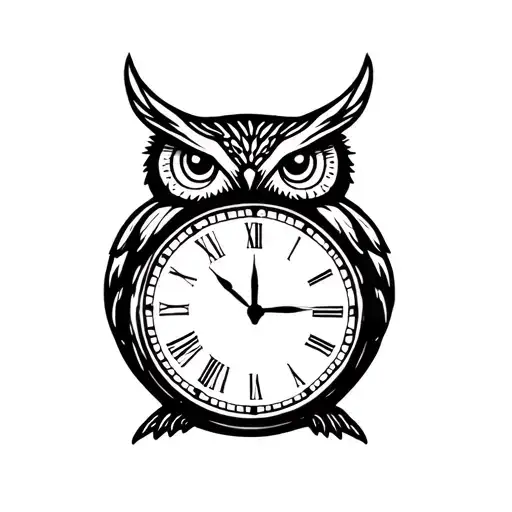 Owl Holding Clock Face