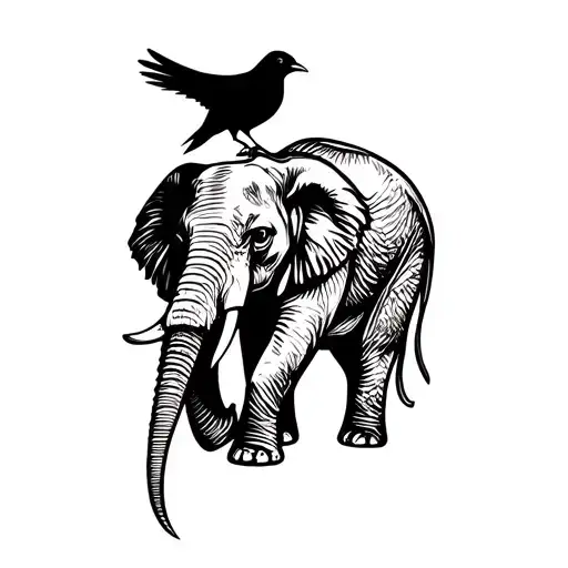 Elephant And Crow