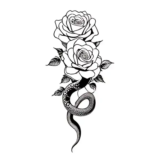 A Snake And Roses