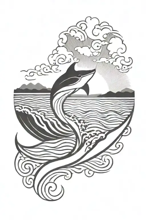 Muscle Contouring Sun Setting With Waves And Stingray